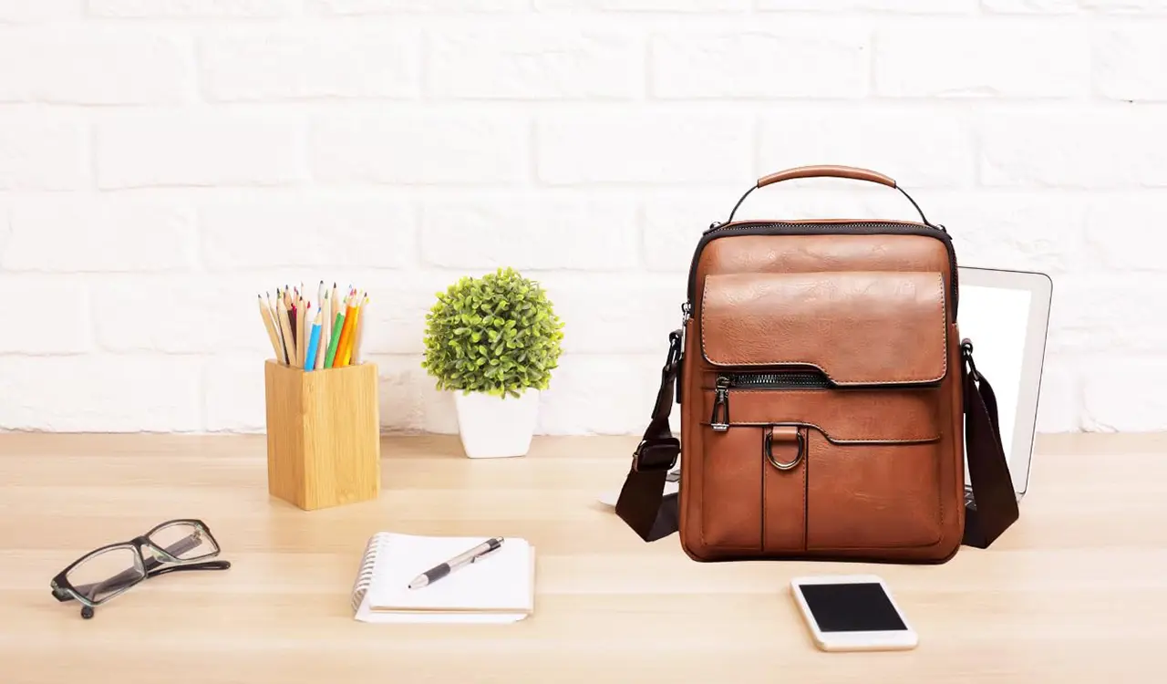 Light Brown Leather Bag Detail
