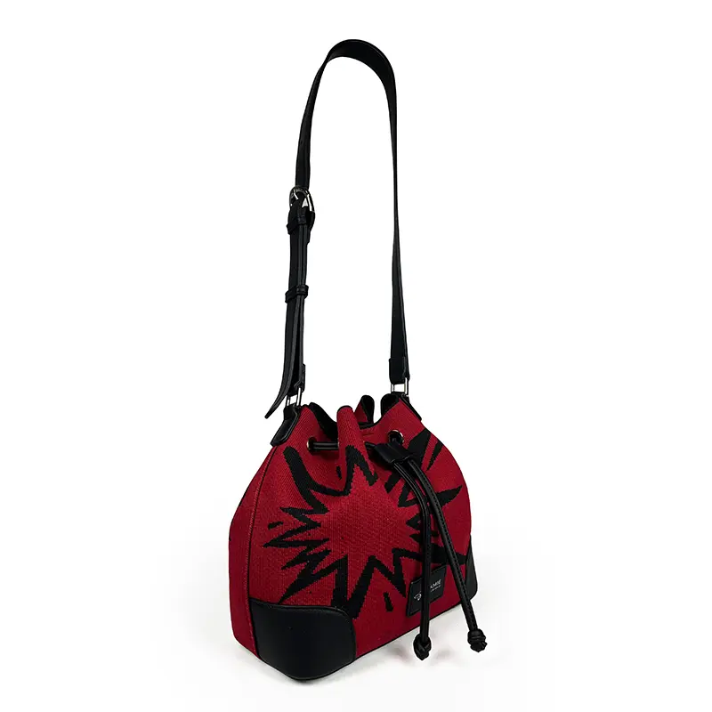 China Knitted Patchwork Drawstring Bucket Shoulder Bag Factories, Supplier
