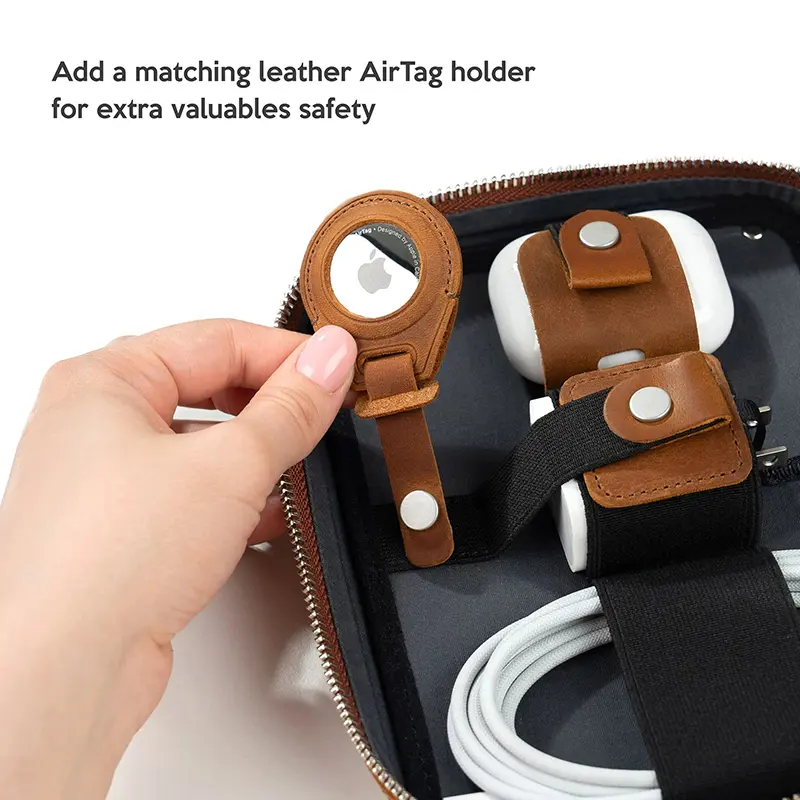 China Electronic Accessory Bag Leather Cable Organizer Manufacturer, Supplier