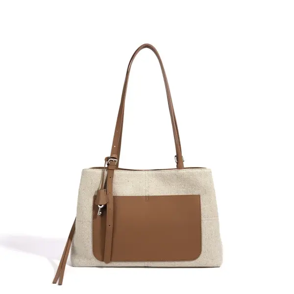 Wholesale Genuine Leather Shoulder Bag Model Patchwork Design Large Capacity Minimalist Underarm Tote Elegant Work Handbag Manufacturer, Suppliers