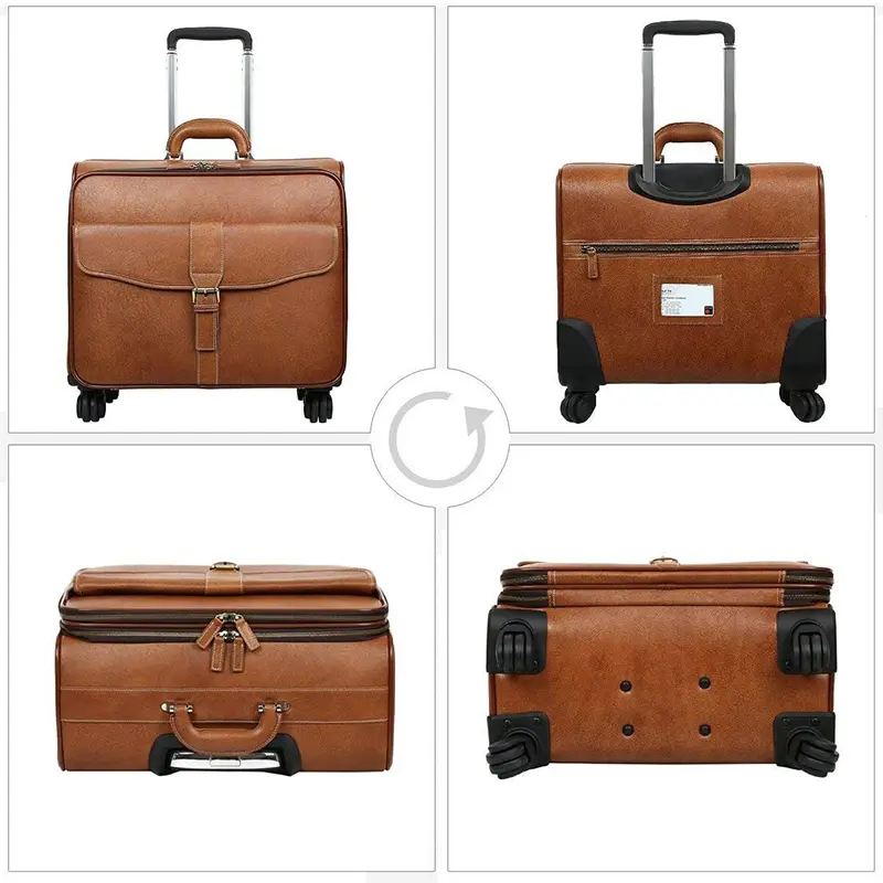 China Leather Rolling Luggage Wheeled Cabin Luggage Manufacturer, Factories