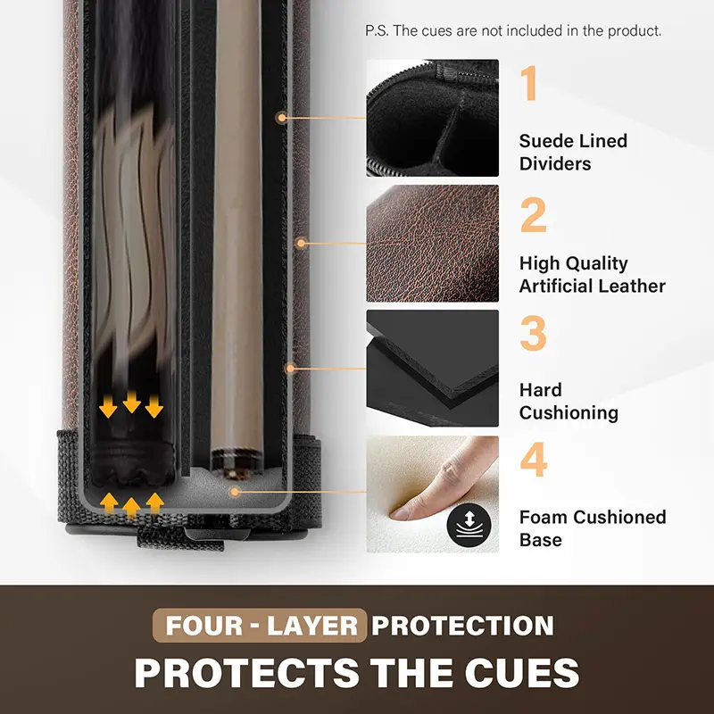 Wholesale PU Leather Hard Pool Cue Case Billiards Accessories Bag Manufacturers, Suppliers