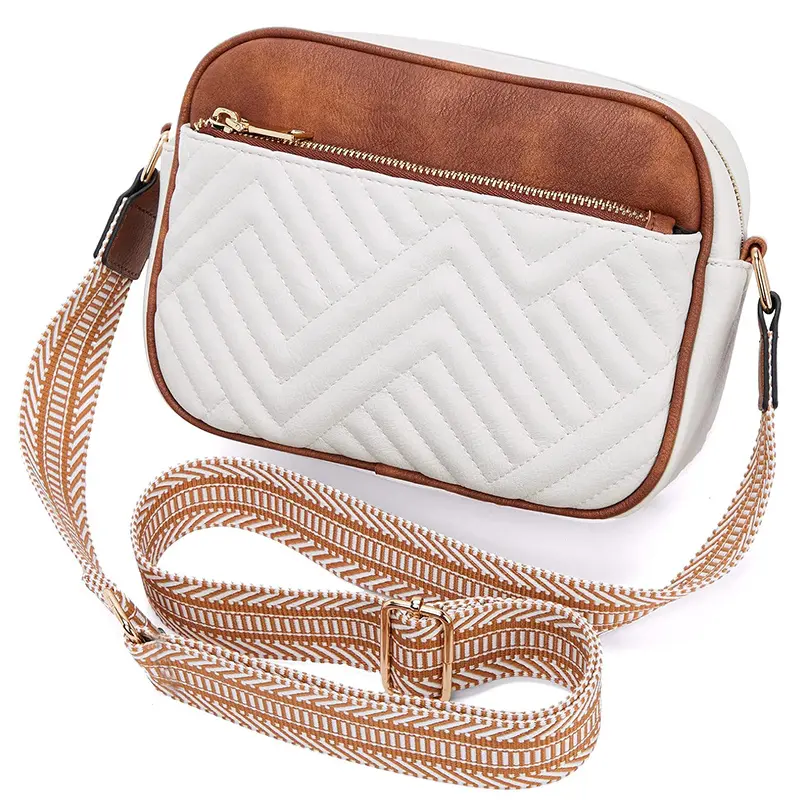 China Women's Quilted Crossbody Bag Small Shoulder Bag with Embroidered Strap Manufacturer, Factories