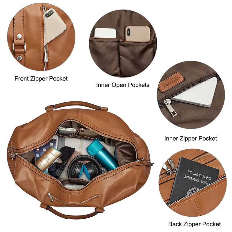 China Genuine Leather Women Travel Duffle Bag Weekender Bag Suppliers, Supplier