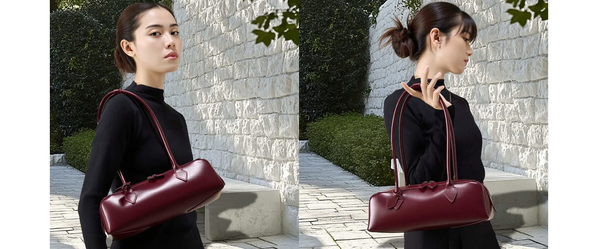 Leather Baguette Shoulder Bag Premium Quality