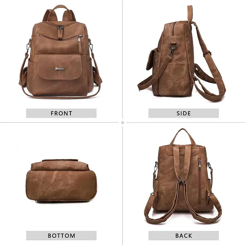 Wholesale Women's PU Leather Backpack Wallet Multifunctional Design Travel Backpack Manufacturers, Factories