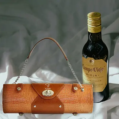 Crocodile Leather Wine Bag
