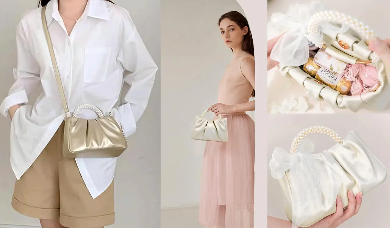 Chic Cloud-Inspired Pleated Pouch Clutch