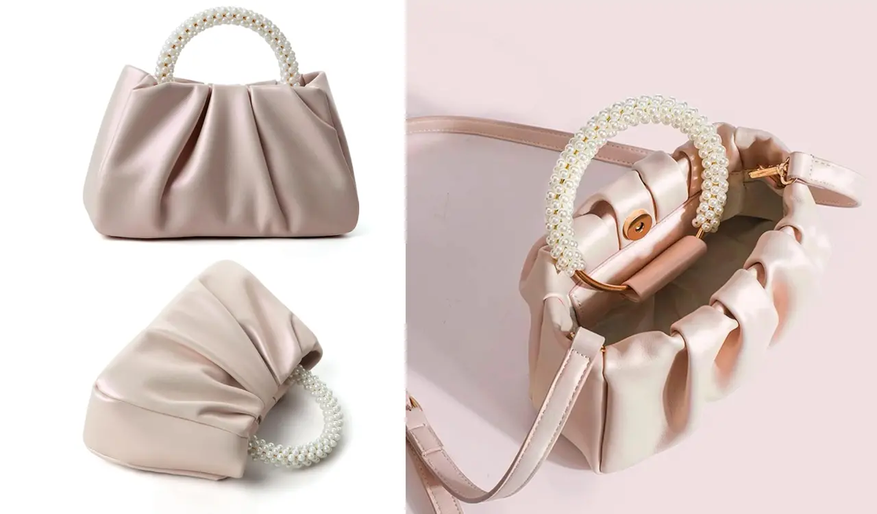 Elegant Pearl Handle Design Evening Purse