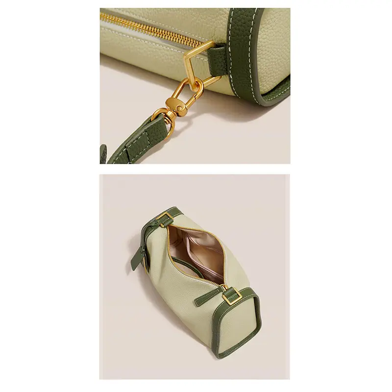 China Colorblock Genuine Leather Boston Shoulder Bag Factory, Suppliers