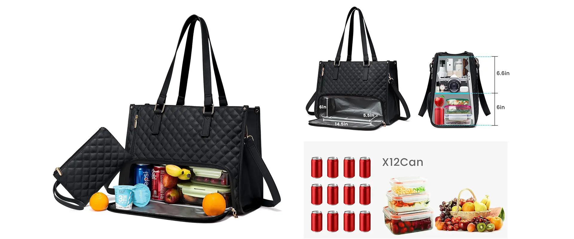 2-in-1 Insulated Laptop Tote Bag features