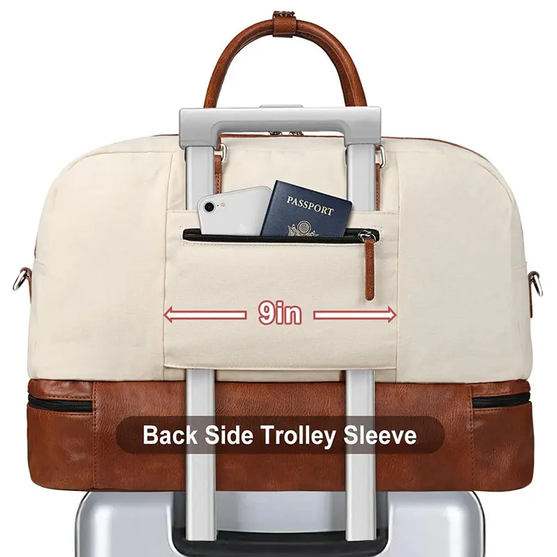 Wholesale Women's Canvas Weekender Duffle Bag with Shoe Compartment Manufacturer, Factory