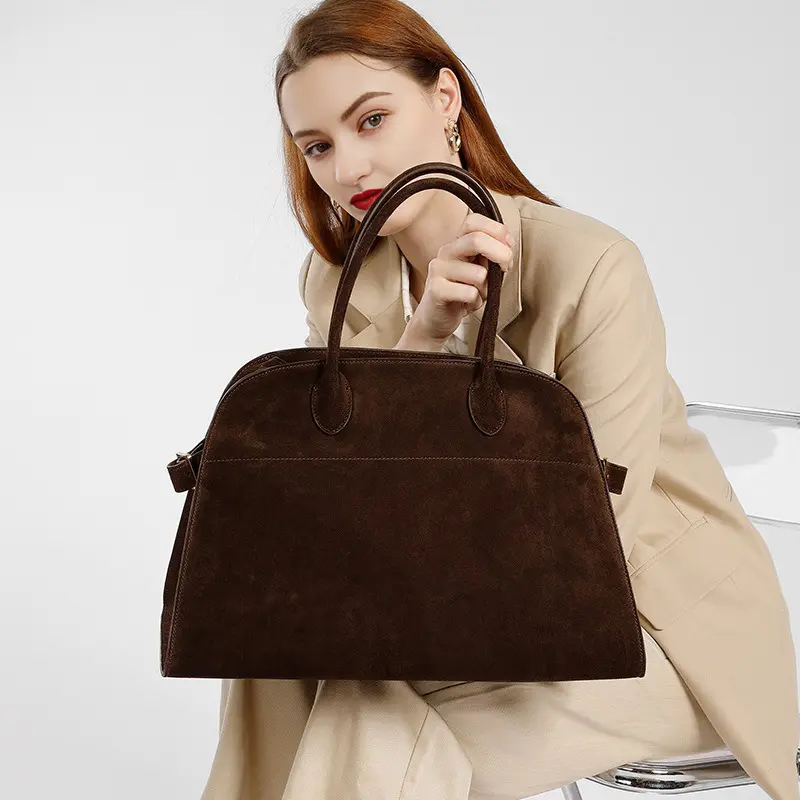 Wholesale Suede Leather Tote Laptop Bag Work Bag Manufacturer, Supplier