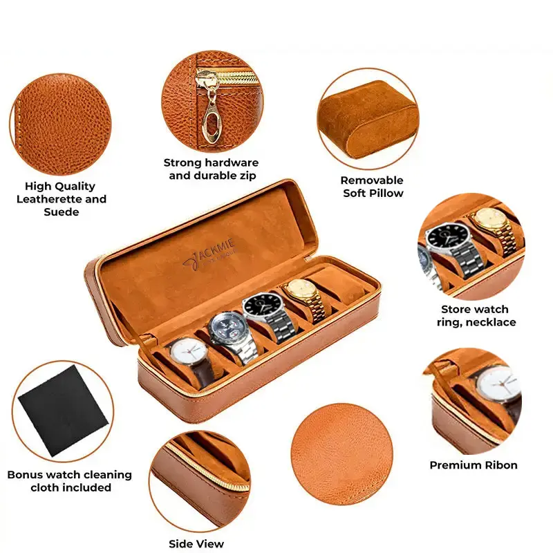 Wholesale PU Leather Watch Case 5 Slot Watch Box Manufacturer, Factory