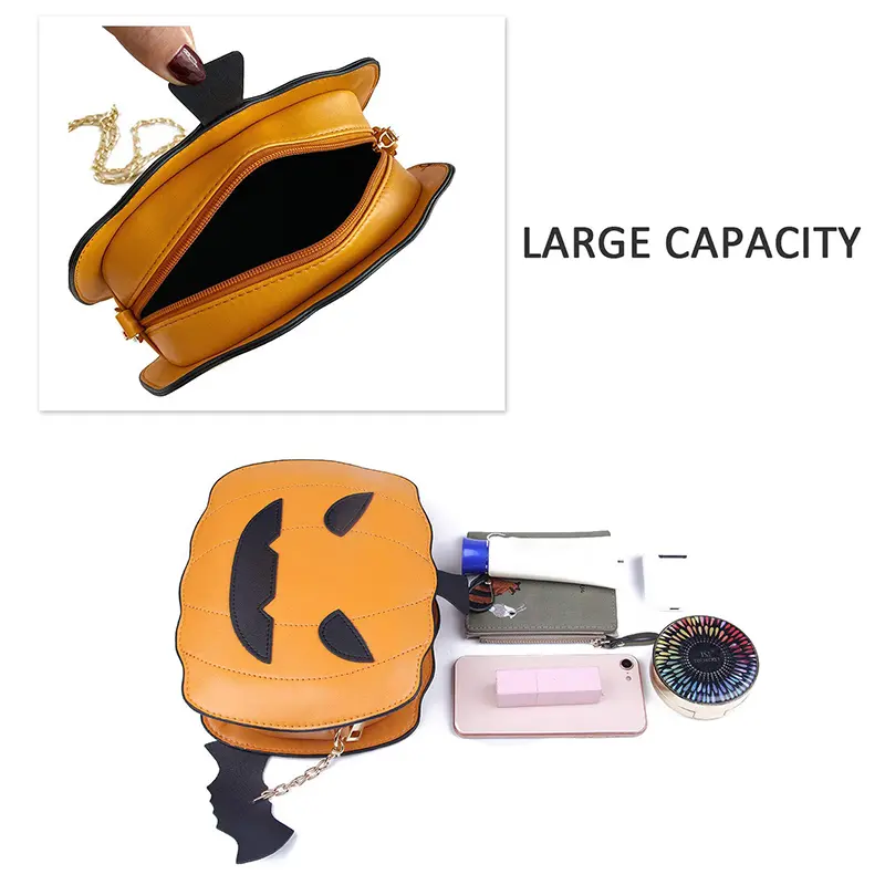 Wholesale Women's Pumpkin Shoulder Bag Halloween Leather Chain Bag Manufacturer, Manufacturers