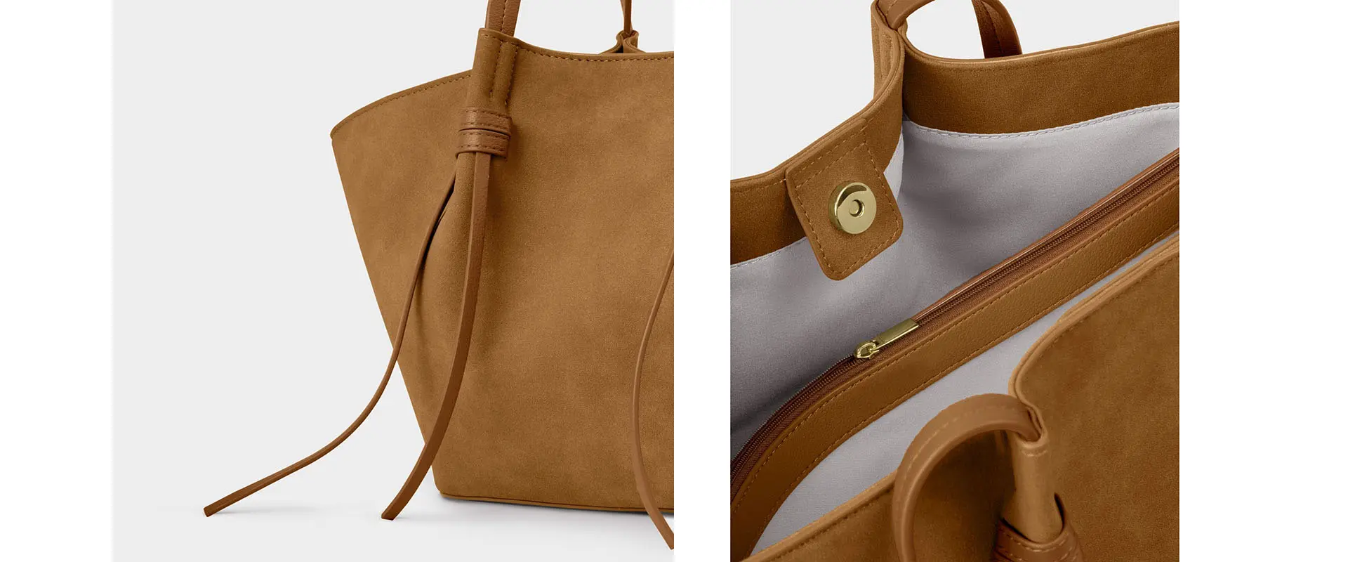 Small Caramel Tote Bag Detailing