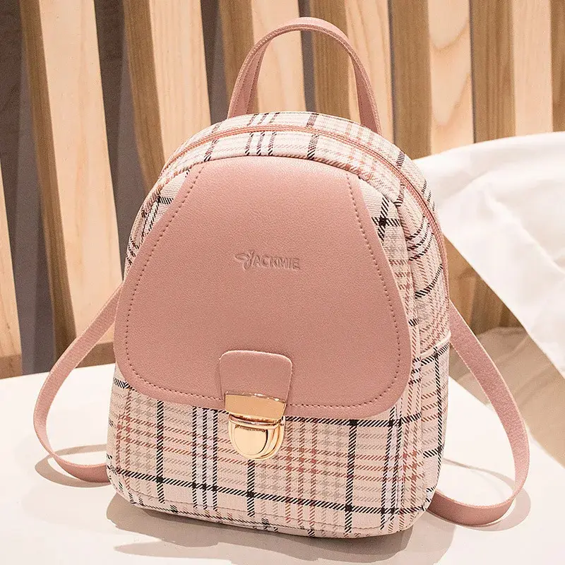 Wholesale Mini Backpack Plaid Women's Shoulder Bag School Bag With Lock Manufacturers, Supplier