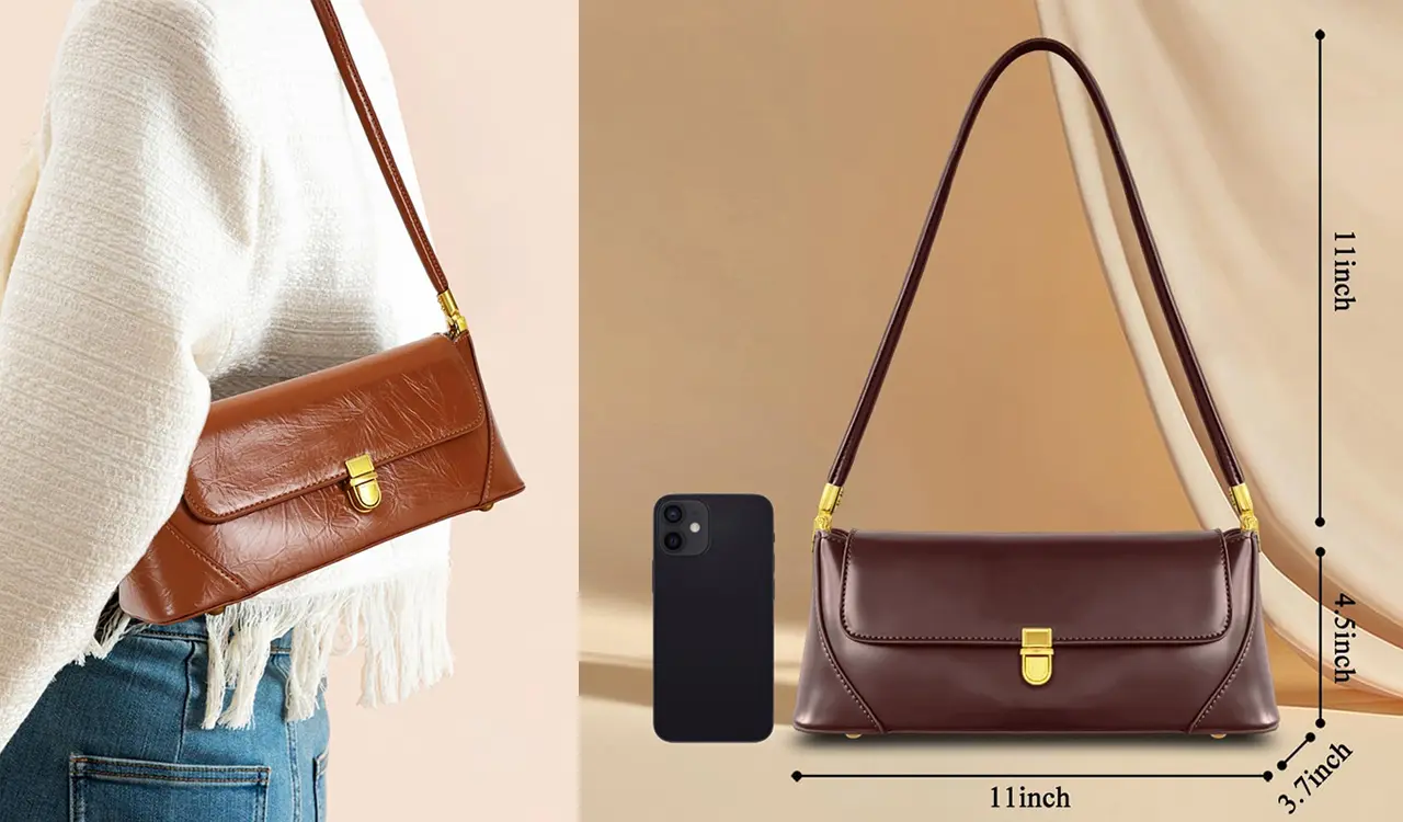 Chic brown wallet dimensions and details