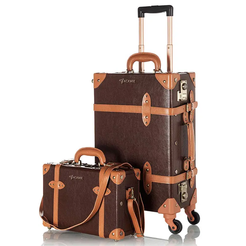 China Vintage Hard Leather Suitcase with Wheels Leather Luggage Set Manufacturers, Factory
