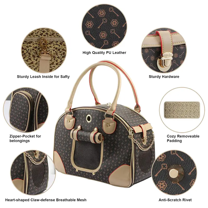 China Fashion Dog Travel Bag PU Leather Dog Handbag Dog Wallet Cat Handbag Pet Cat Travel Bag Suppliers, Supplier