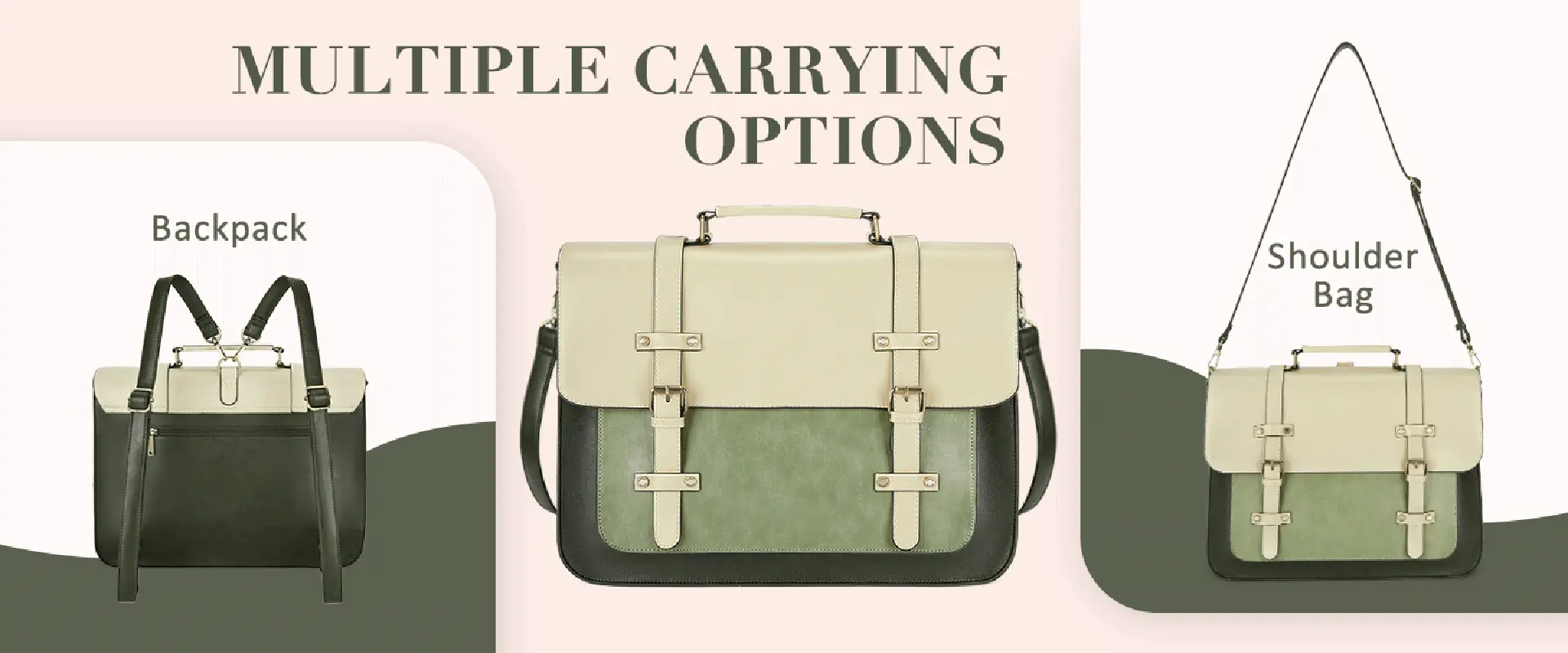 Multi-functional convertible laptop bag design showing backpack and shoulder bag options