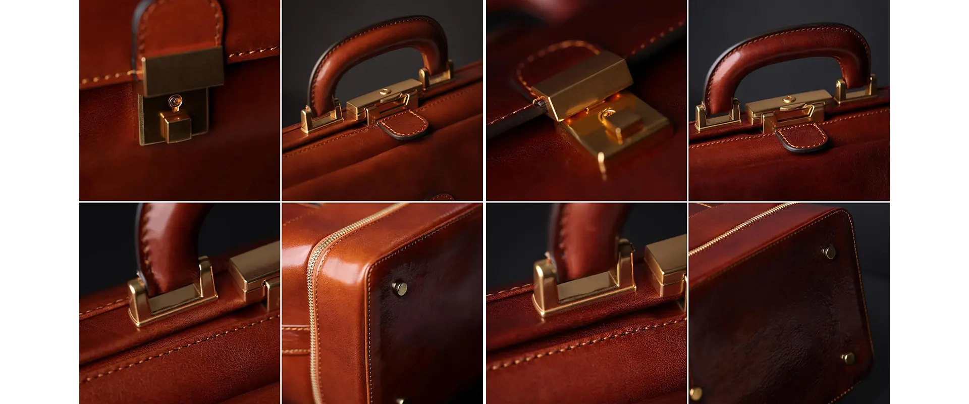 Cognac Brown Leather Doctor Bag Side View
