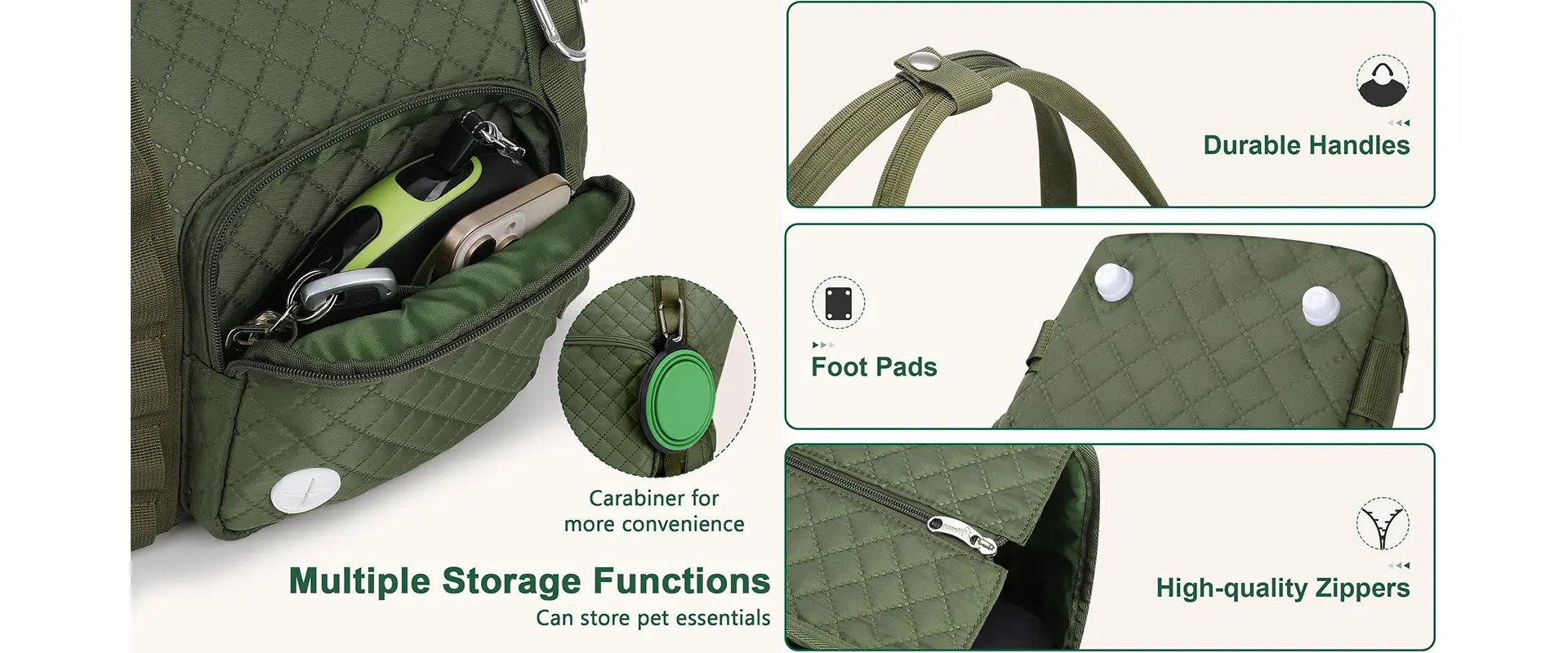 Dog Carrier Front and Back Storage Pockets