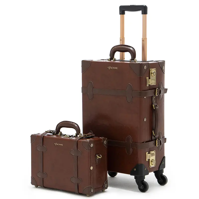 China Vintage Hard Leather Suitcase with Wheels Leather Luggage Set Manufacturers, Factory