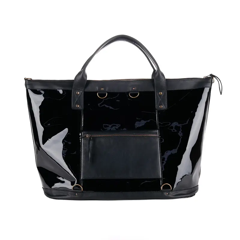 China Black Patent Leather Weekender Duffle Bag Manufacturer, Factory