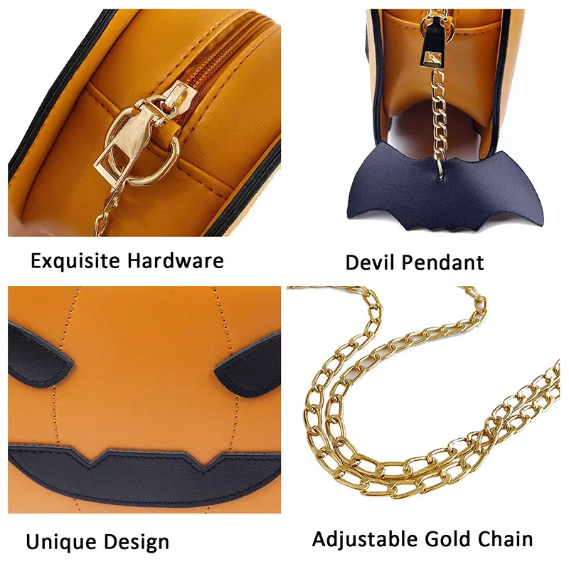 Wholesale Women's Pumpkin Shoulder Bag Halloween Leather Chain Bag Manufacturer, Manufacturers