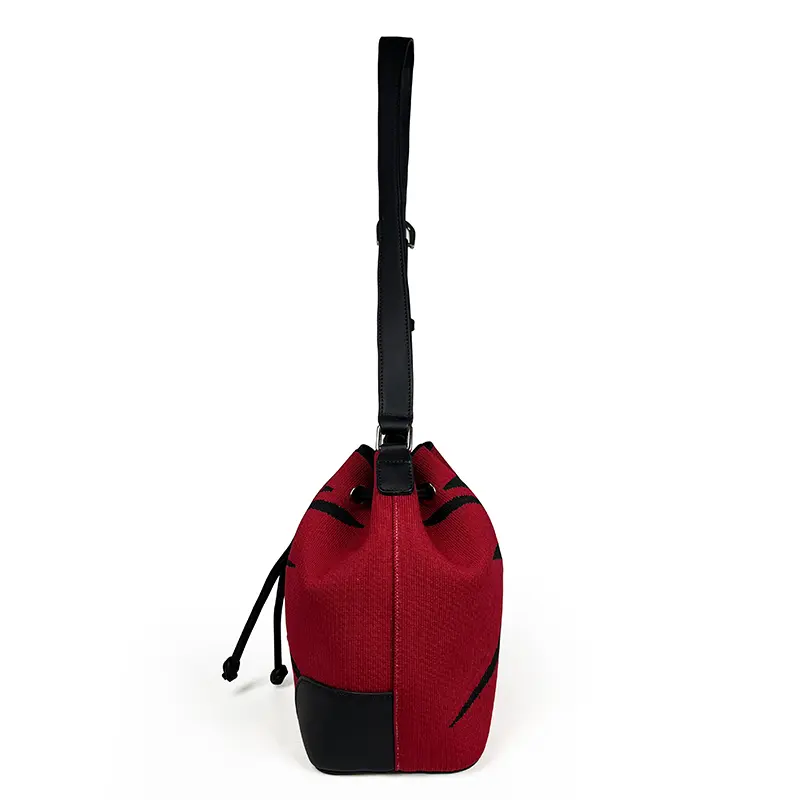 China Knitted Patchwork Drawstring Bucket Shoulder Bag Factories, Supplier