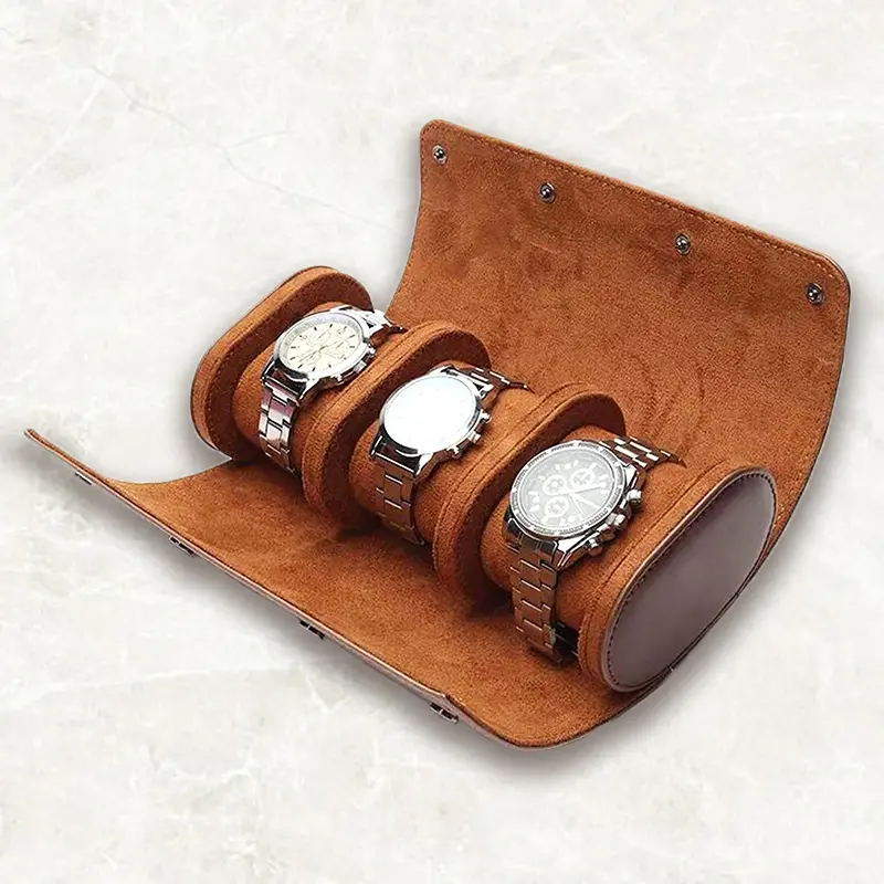 Wholesale Leather Watch Case 3-Slot Watch Roll Manufacturers, Factories