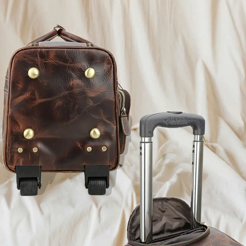 China Large Capacity Genuine Leather Trolley Duffel Bag Manufacturers, Suppliers