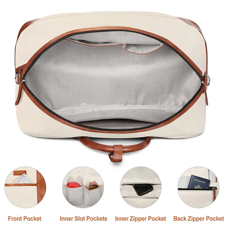 Wholesale Women's Canvas Weekender Duffle Bag with Shoe Compartment Manufacturer, Factory