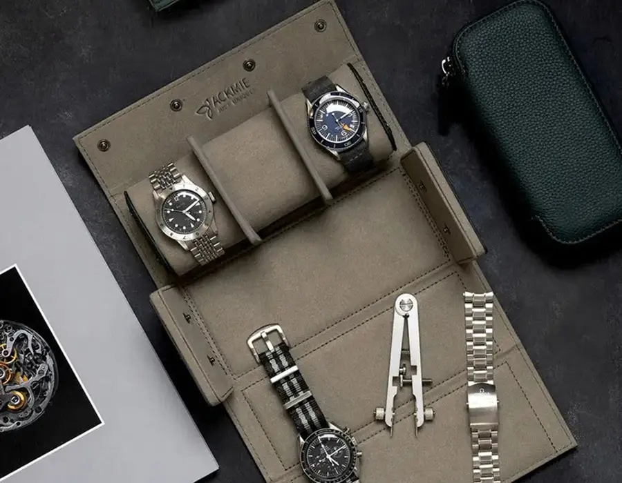 Three Slots Watch Roll Case Inside View