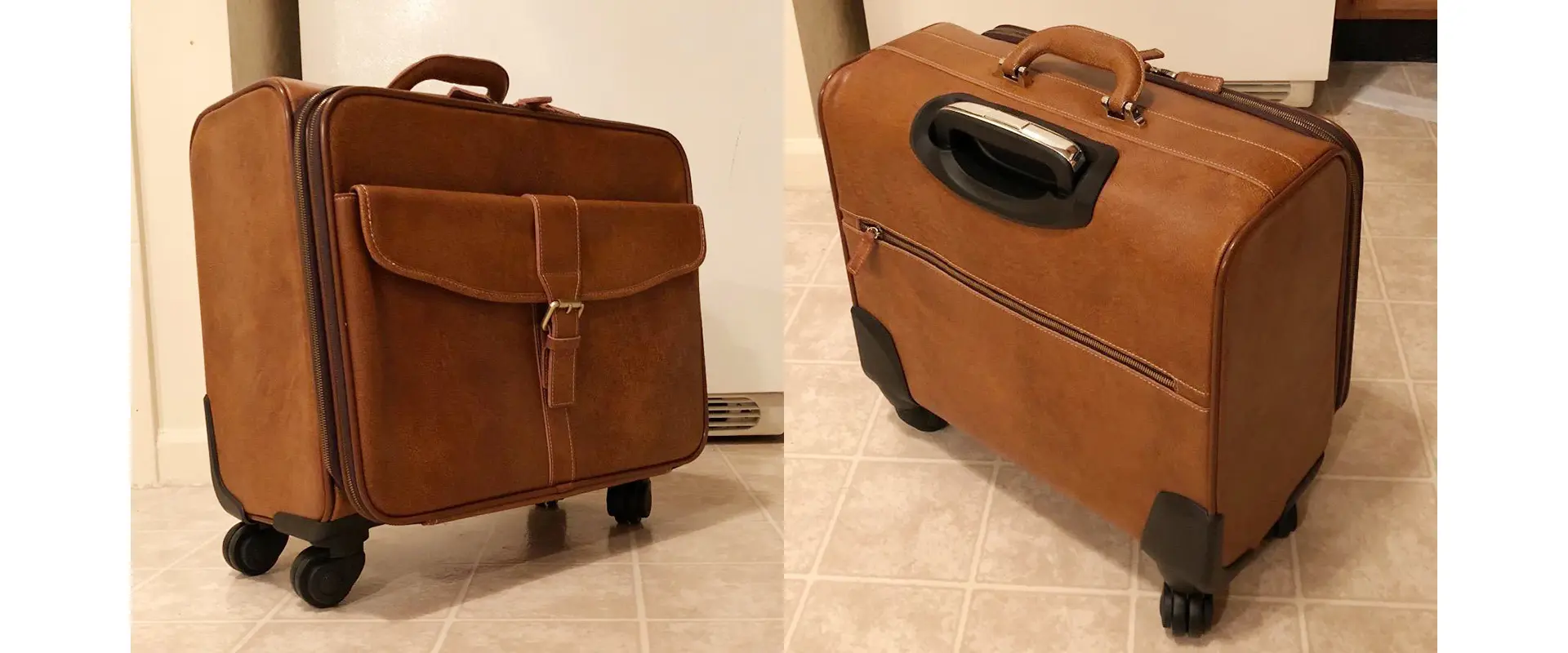 Classic design leather luggage for travel and business