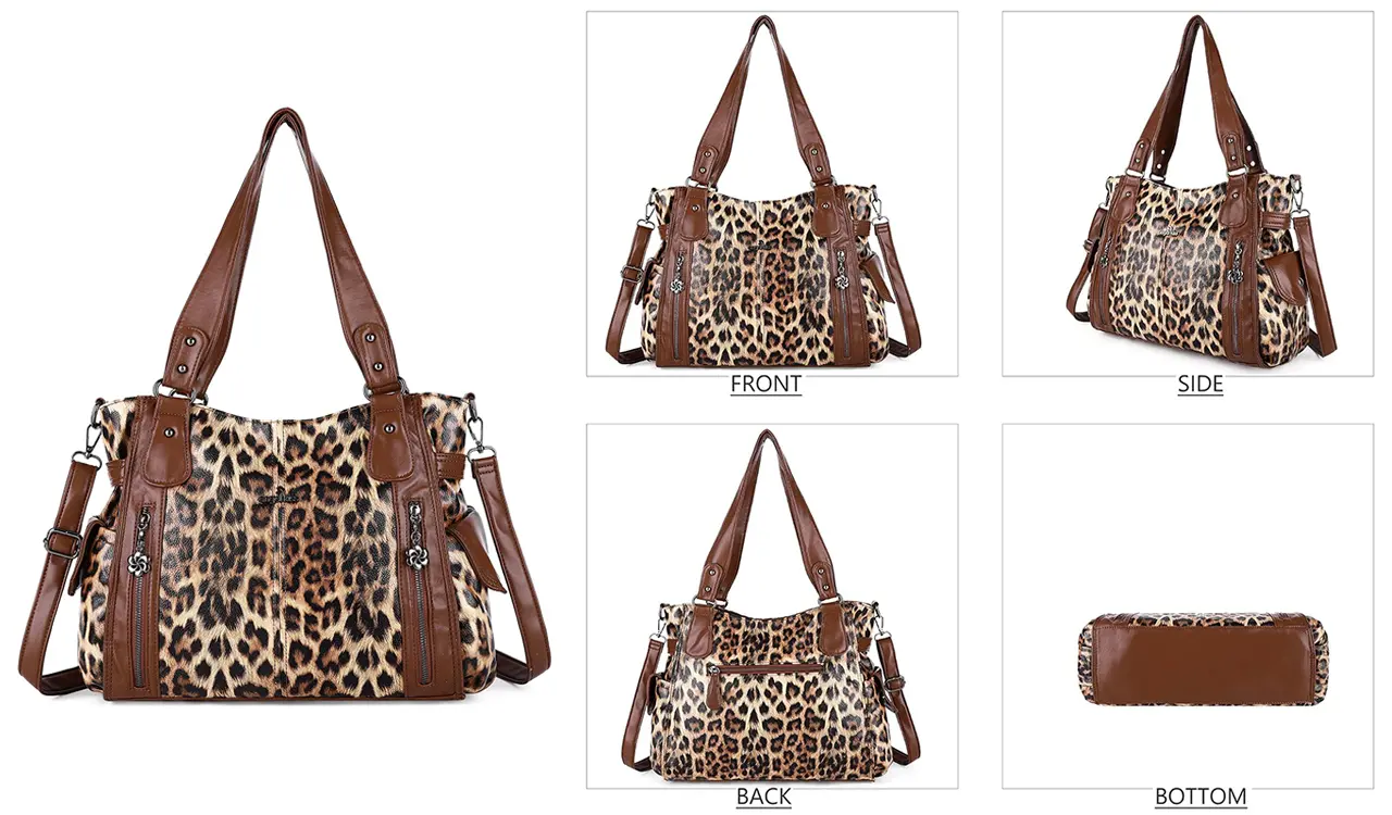Women's washed vegan leather purse detail display