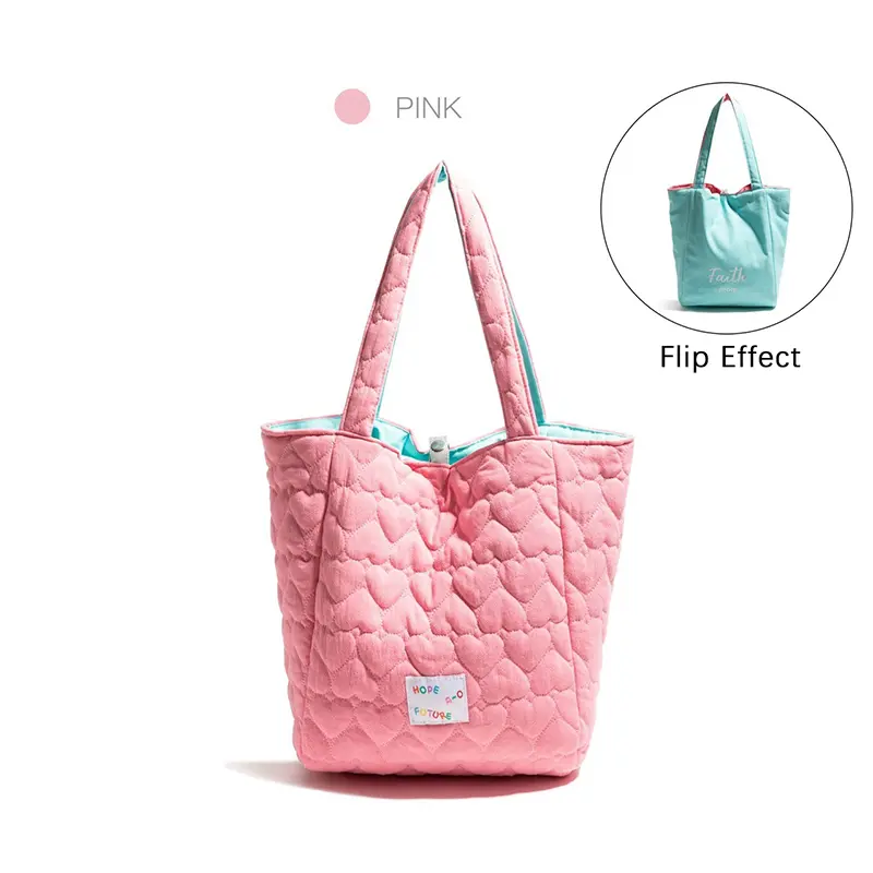 China Candy Color Contrast Tote Quilted Reversible Tote Factories, Supplier