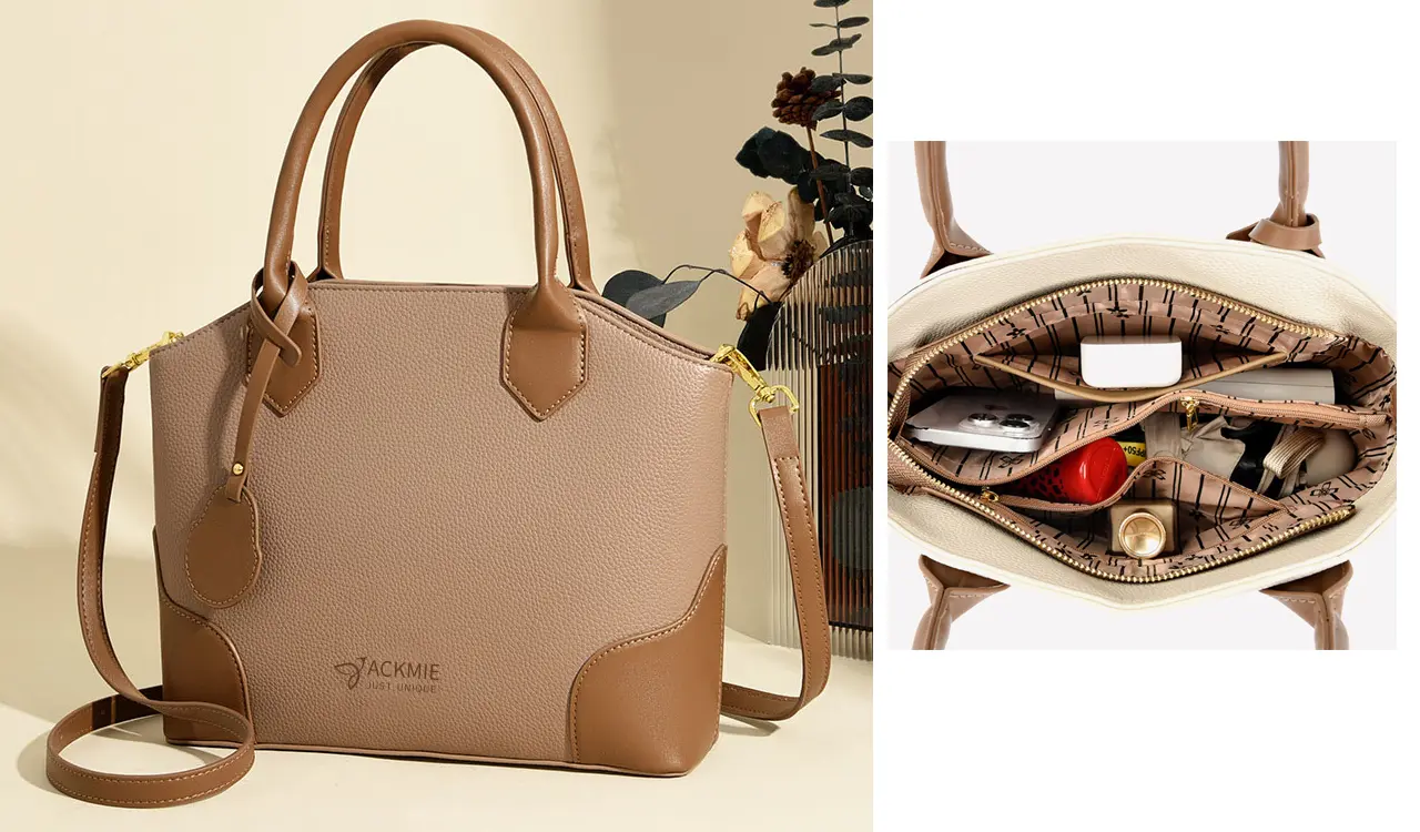 Detail of the adjustable shoulder strap on the handbag