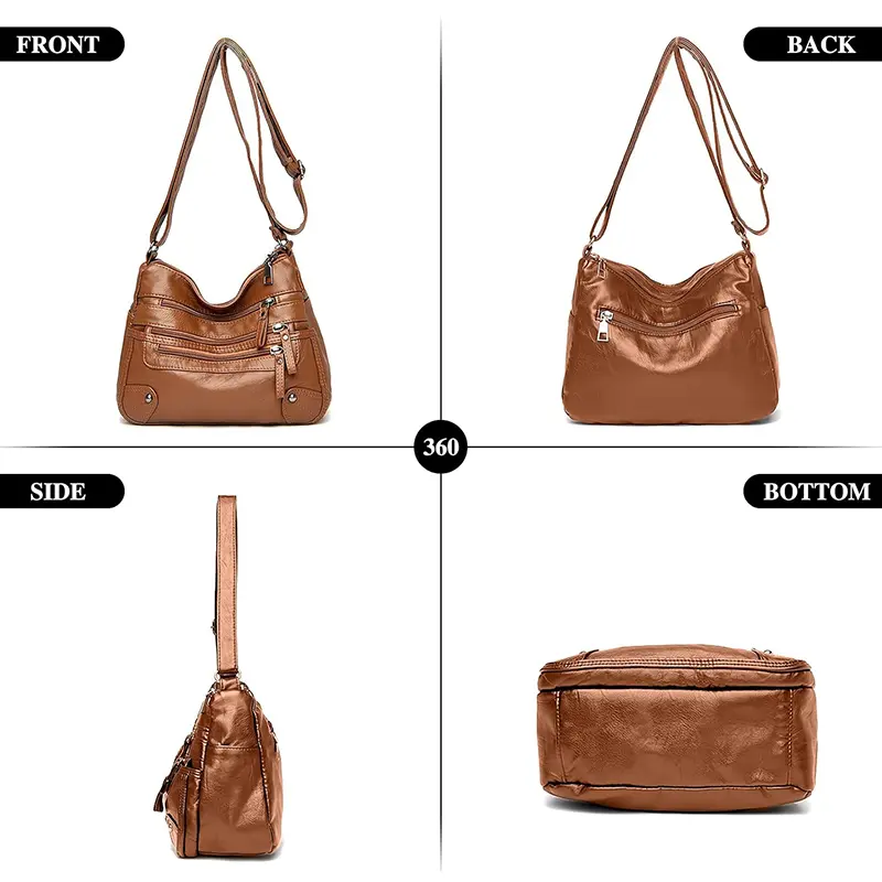China Soft PU Leather Multi-Pocket Women's Crossbody Bag Manufacturer, Factory