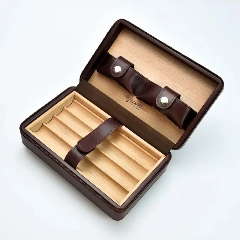 China Cedar Leather Humidor with Cigar Accessories Gift Set Manufacturer, Factories