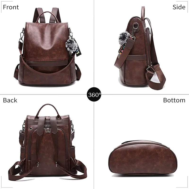 Wholesale Women's Anti-Theft Leather Waterproof Backpack Manufacturer, Supplier