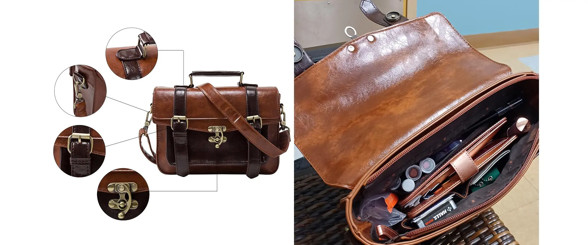 Vintage Style Satchel Interior and Details