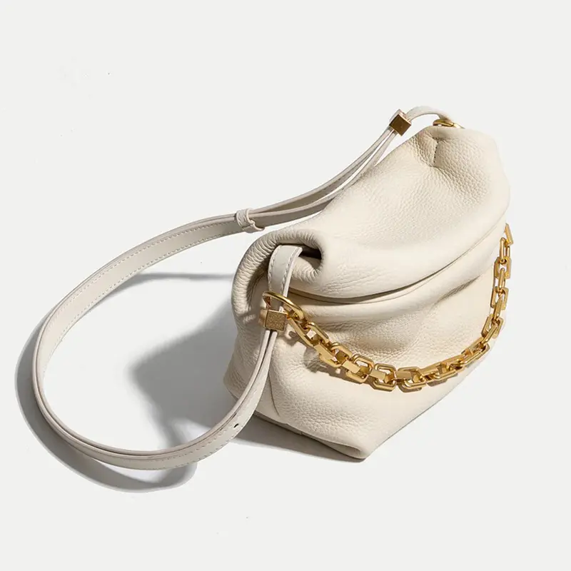 China Women's Fluffy Small Leather Shoulder Bag Cloud Bucket Bag Manufacturers, Factories
