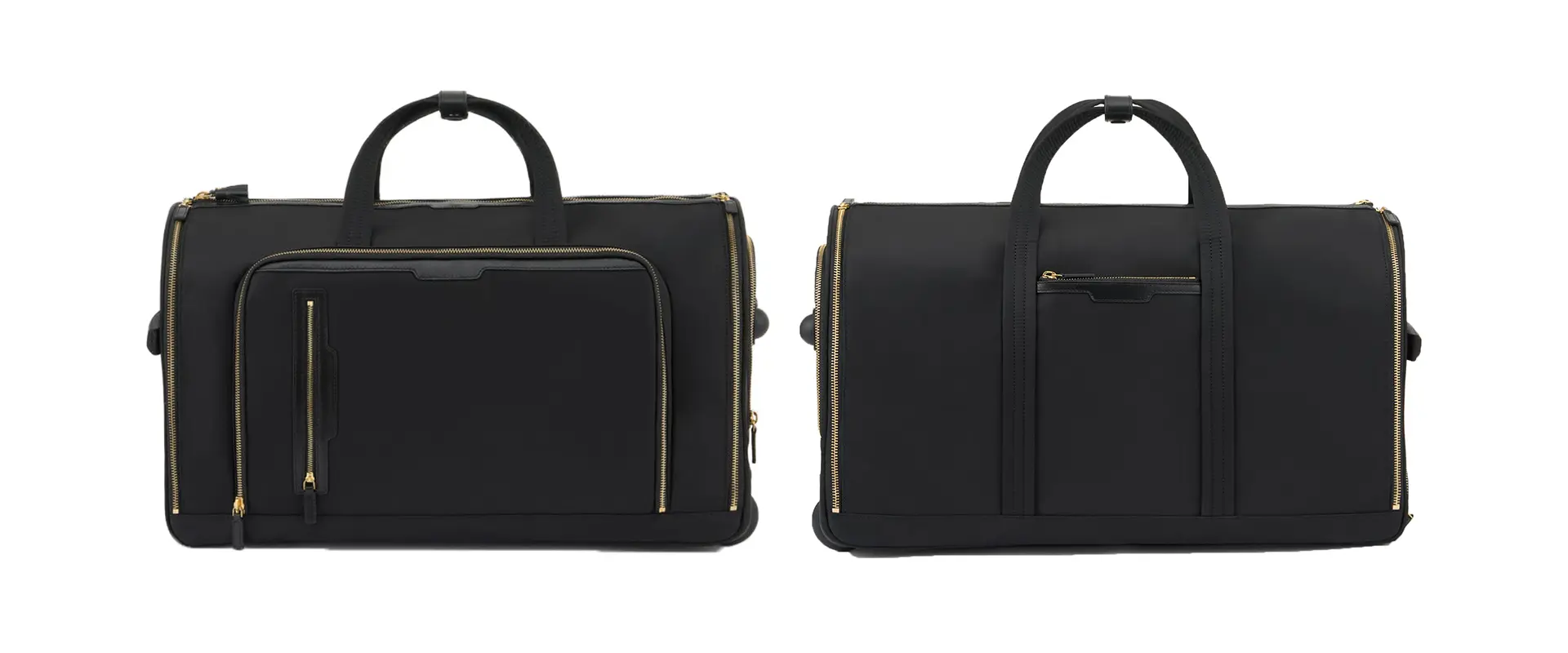 Vintage leather luggage trolley crafted from recycled nylon and calfskin