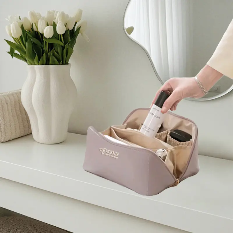 China Women's Large PU Leather Makeup Bag Toiletry Bag Manufacturers, Supplier