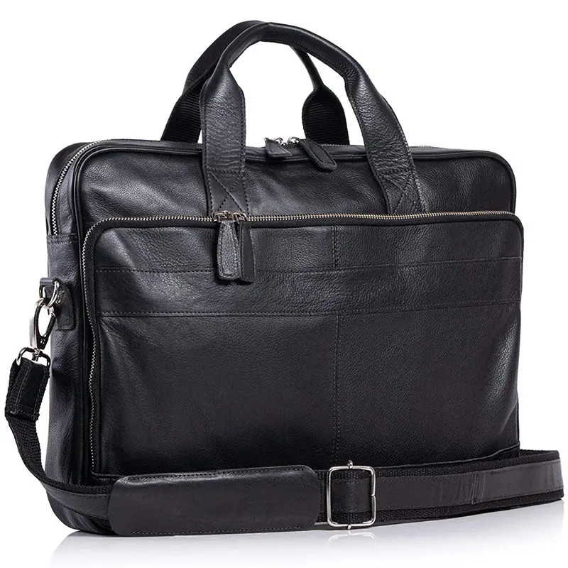 Leather messenger bag view 1