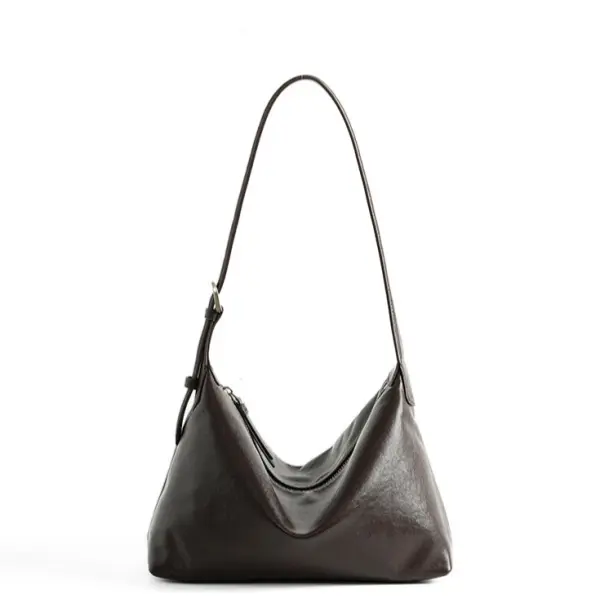 China Vintage Full-Grain Vegetable Tanned Leather Shoulder Bag Large Capacity Genuine Leather Underarm Crossbody Bag for Women Manufacturer, Manufacturers