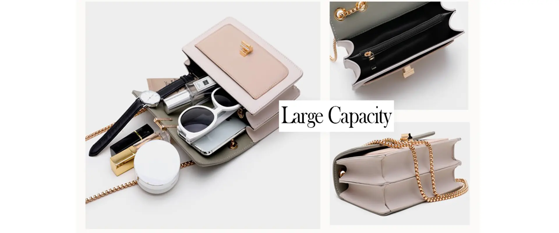 Spacious compartments crossbody bag interior