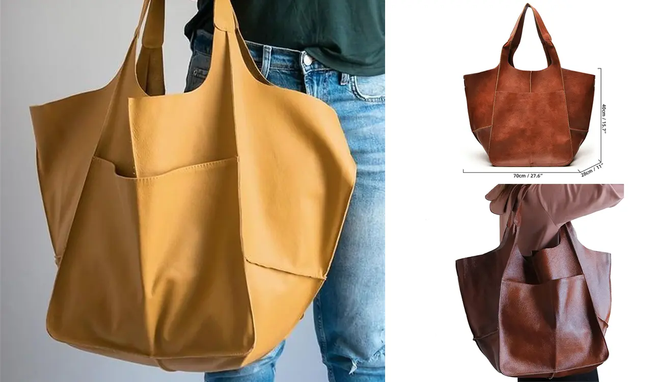 Interior Details and Pockets of the Leather Shoulder Bag
